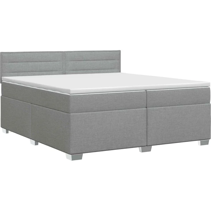 vidaXL Boxspringbett mit Matratze Hellgrau 200 x 200 cm Stoff 3450551 – Bild 2