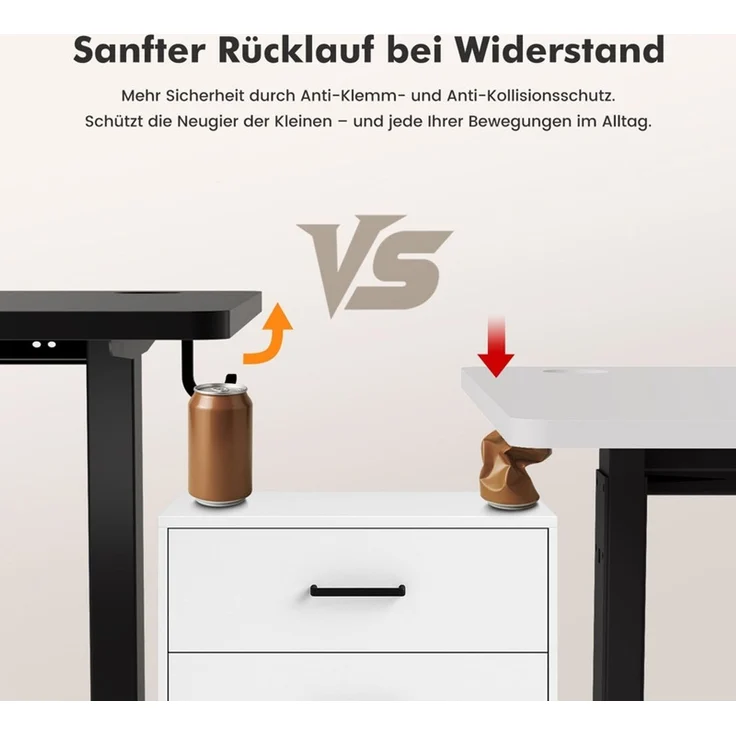 HOMAVO höhenverstellbarer Schreibtisch 80×180 cm, mit Memory- und Anti-Kollisionsfunktion, USB-A- und USB-C-Anschlüssen, Höhe 70–120 cm, Schwarz – Bild 7