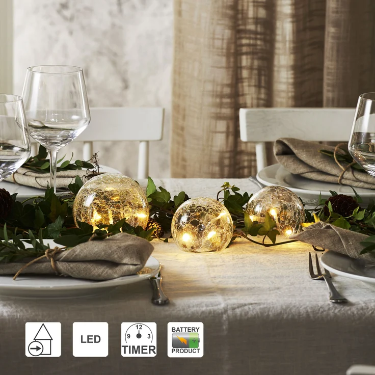 LED Tischleuchte ,Triss', Glas, Batterie und Timer, transparent, warmweiß – Bild 3