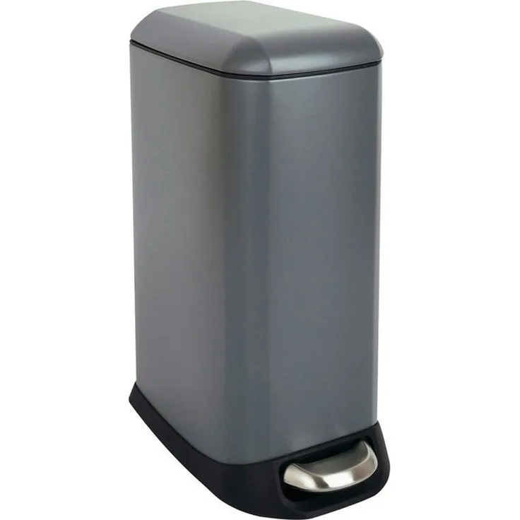 SVITA Mülleimer TS12, Treteimer, 12L, Softclose-Funktion, Stahl pulverbeschichtet, Grau