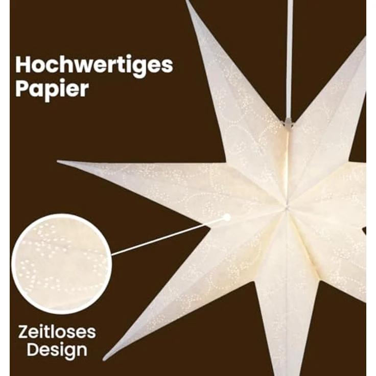 Star Papierstern Decorus 7 zackig Papier Weiß 1.5x6.3x 6.3cm – Bild 5