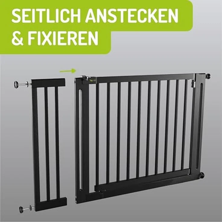 Zubehör Babyschutzgitter Miko PEFC Buchenholz von BOMI | Verlängerung 20 cm | Verbreiterungen Türschutzgitter | Extensions Klemmgitter für Babys, Kleinkinder & Tiere Türgitterverlängerung in Schwarz – Bild 4