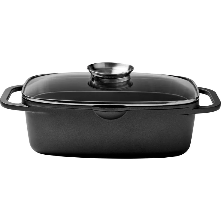 Homeware Alugussbräter quadratisch, Aluminium schwarz, 21.5 x 11 x 33 cm, antihaftbeschichtet
