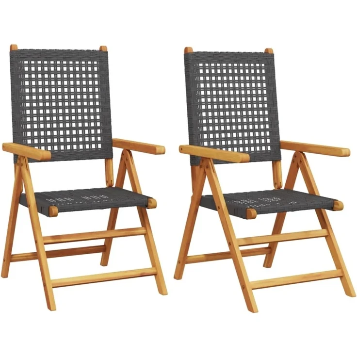 vidaXL Gartenstühle 2 Stk. Schwarz Massivholz Akazie und Poly Rattan 367651 – Bild 10
