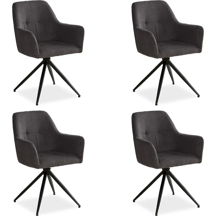 4 Stühle Esszimmer Küchenstühle Cord Grau Esszimmerstühle Drehbar Esszimmerstuhl mit Armlehne Dreh Sessel Modern Polsterstuhl – Bild 1