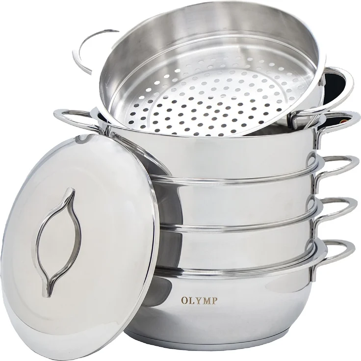 Olymp Handels Mantowarka Dampfkocher 24 cm 6 Tlg Dampfgarer Edelstahl Induktion – Bild 1