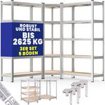 monzana Schwerlastregal, 3er Set Eckregal 2625 kg 15 MDF-Platten Regal Lagerregal Kellerregal