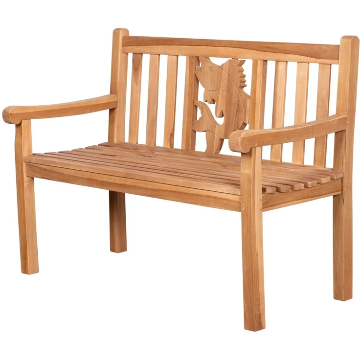 Teakholz Gartenbank Fisch 120 cm – Bild 1