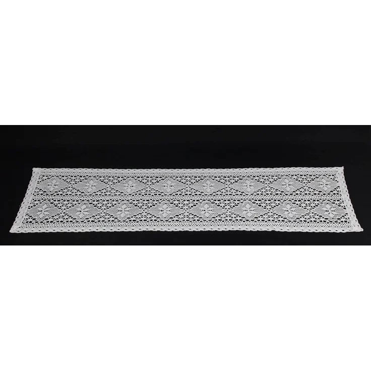 Tischläufer "Gehäkelt" in weiß, 40x140 cm, Mitteldecke in offwhite – Bild 2