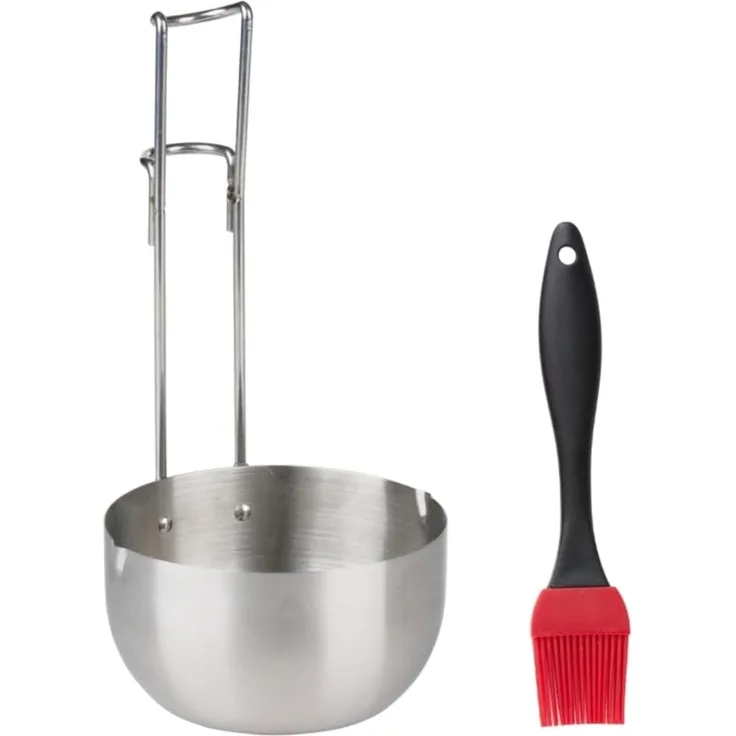 Edco Eindhoven B.V. Alpina Grillpfanne und Kochtopf 2-teilig - Grillbürste und Grillschale für Sauce - Grillzubehör Set - Topf ca. 0,5L für BBQ-Grill - BBQ-Zubehör für jeden Grill
