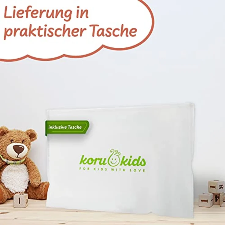 Koru Kids Spannbettlaken Motiv Fuchs, passend zu Kinderbettwäsche Fuchs, 100% Baumwolle, Gummizug: Rundum-Gummizug, (2 Stück), Liebevolles Design mit kleinen Füchsen und Sternchen – Bild 7