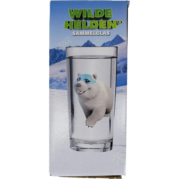 Trinkglas ca. 270 ml Wilde Helden Wasserglas Motiv wählbar Sammelglas Kinderglas Emma Eisbärin