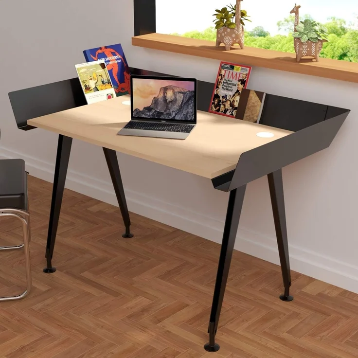 Computertisch, moderner Schreibtisch Tern, 100 x 60 x 72 cm, Weiß/Schwarz Levira – Bild 4