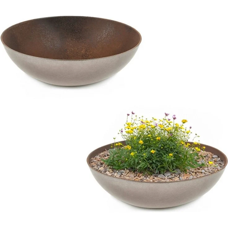 matches21 HOME & HOBBY Blumentopf Pflanzschalen für draussen Dekoschalen rund Rost-Optik 30 cm (2 St), Blumen-Schale als wetterfeste Friedhof-Schale Grab-Schmuck Grabschale – Bild 5