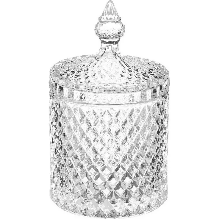 WestCraft Vorratsdose Glück im Glas - Diamant Bonboniere gross, Bonbondose, für Süßigkeiten, Glas, (2-tlg), transparent, Bonbonglas mit Glas Deckel, Vorratsglas wie im Kiosk