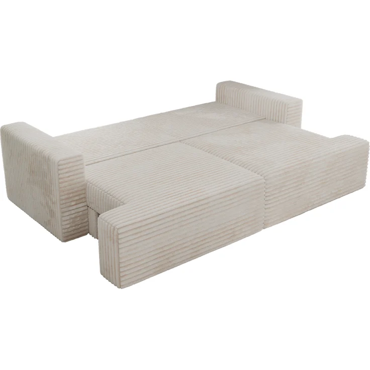 Sofa mit DL-Schlaffunktion, 4-Sitzer Sofa, Bettkasten, 240 x 115 x 88 cm, lose Kissen, Armlehnen - VIRELLA - Beige Cord – Bild 6