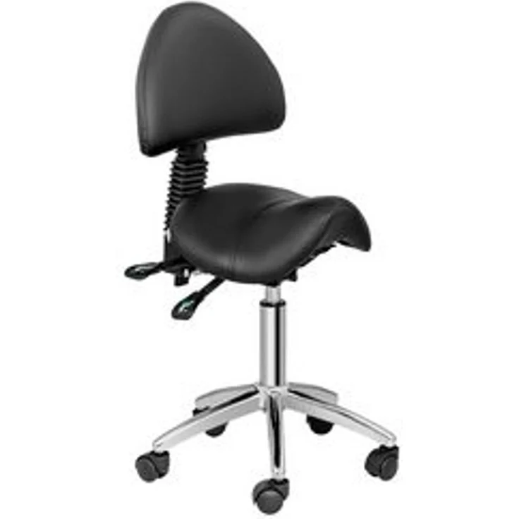 Physa Drehstuhl Sattelstuhl Arbeitsstuhl Rollhocker Mit Lehne Verstellbar Schwarz – Bild 6