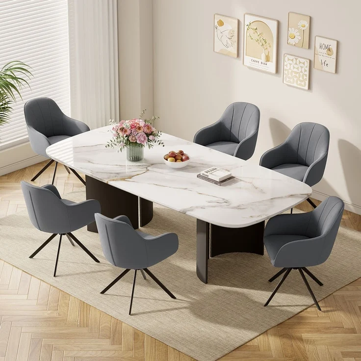 Hawthyhome 4-Fußstuhl Esszimmerstuhl drehbar mit Armlehne, 360° Drehfunktion, ergonomische Sitzschale mit weicher Polsterung, Samtbezug, stabiles schwarzes Metallgestell, moderner Küchenstuhl für Esszimmer, Wohnzimmer, Büro & Homeoffice, Dunkelgrau – Bild 1