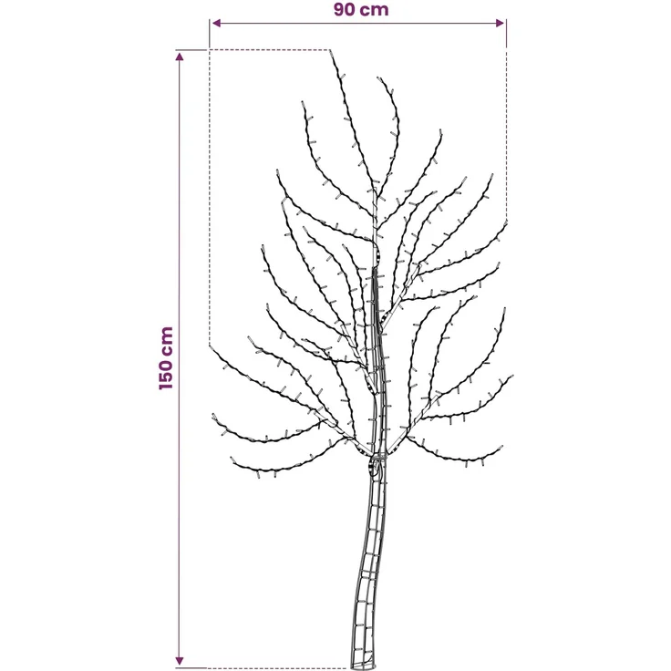 vidaXL LED-Wandweihnachtsbaum 150 cm 140 LEDs Warmes Weiß Stahl 42050786 – Bild 6