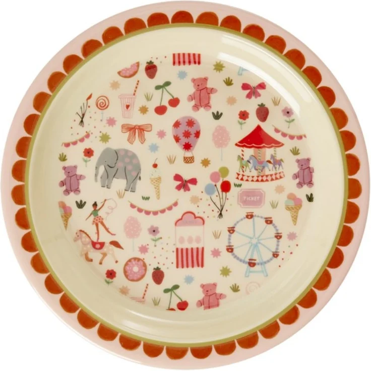 rice Teller Rice Melamin Teller Pink - Fun Fair Print – Bild 1