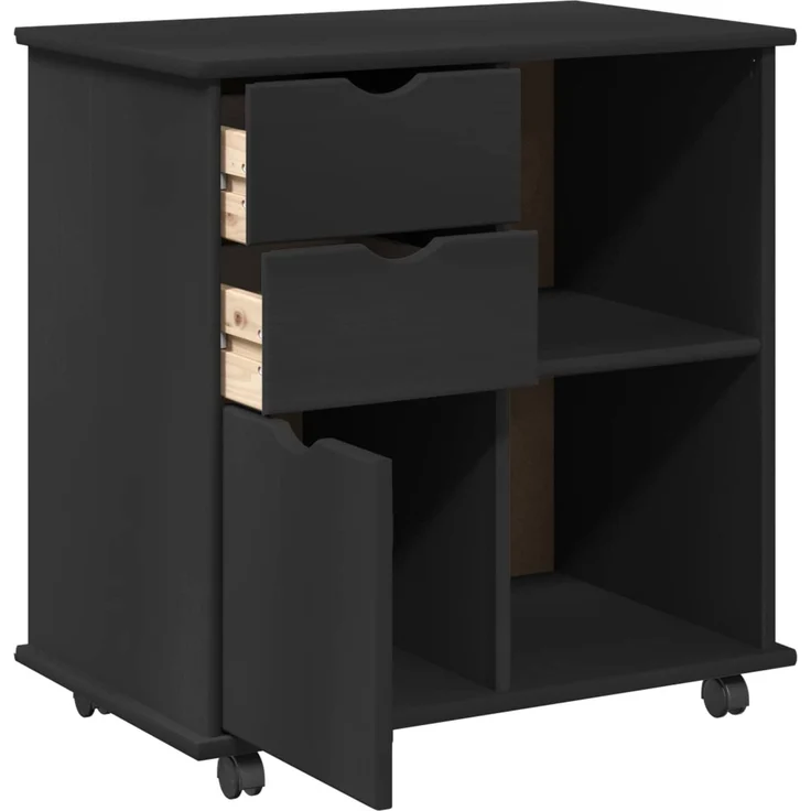 vidaXL Rollschrank MOSS 63,5 x 39 x 65,5 cm Massivholz Kiefer Schwarz 42028383 – Bild 4