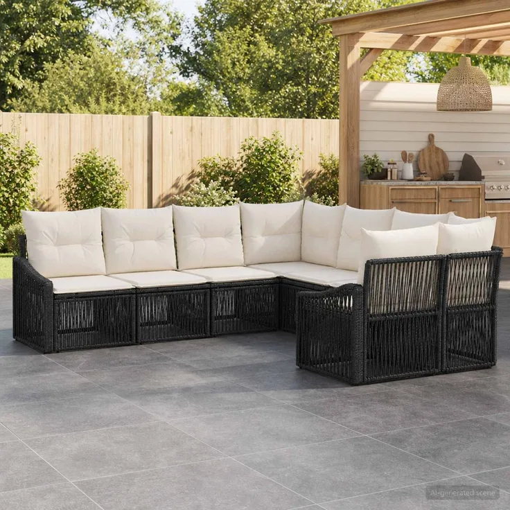 vidaXL Gartensofa-set 8 stk. 8-Sitzanzahl Schwarz Poly-Rattan 3436198