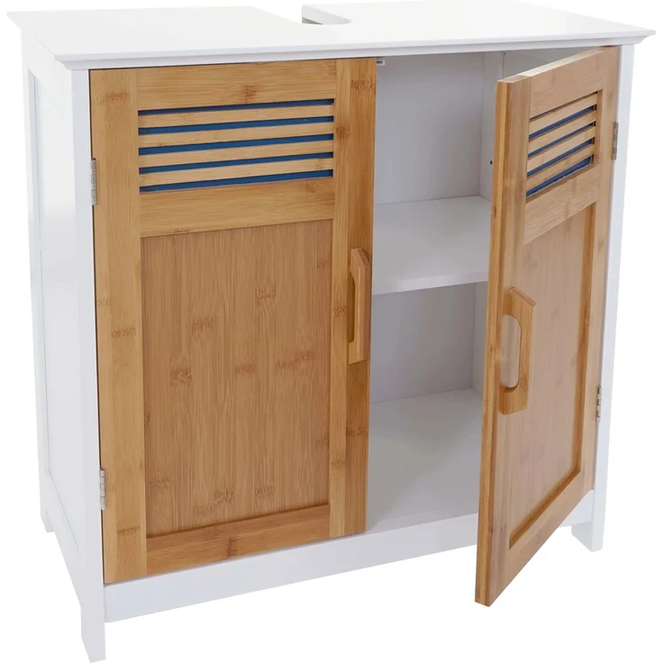 MCW Waschbeckenunterschrank A85 Bambus, MDF mit 1 Staufach und höhenverstellbarem Einlegeboden, 60x60x30 cm, verschiedene Farben erhältlich
