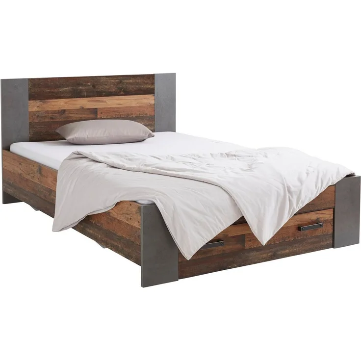 FORTE Clif Bett, Holzwerkstoff, Grau/Braun, 145,1 x 90,5 x 204,9 cm