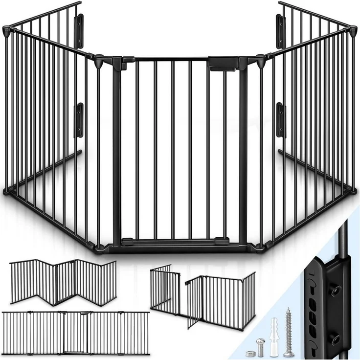KIDUKU® Kaminschutzgitter Baby Schwarz - 480 cm Länge Absperrgitter Ofenschutzgitter Laufstall Türschutzgitter – Bild 5