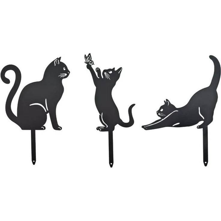 abc HOME Gartenstecker Katzen, Silhouette, 3er Set 3er Set – Bild 4