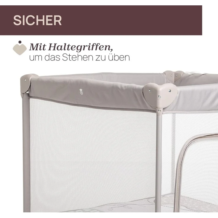 Chicco Open Box Square für Babys und Kleinkinder von der Geburt bis 15 kg, faltbar und kompakt, mit Spielmatte, Mesh-Fenstern, 4 Griffen und Reisetasche, grau – Bild 4