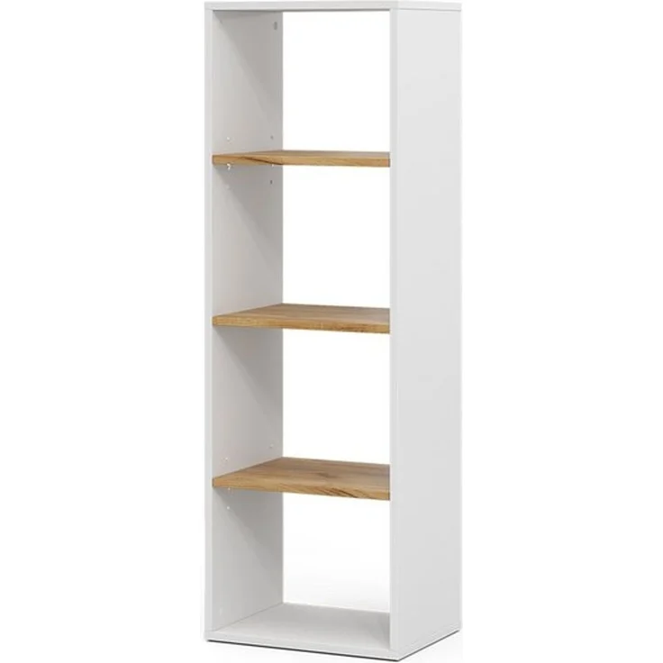Bücherregal Tomy Weiß/Goldkraft Eiche 40 x 120 cm ,4 Fächer Vicco – Bild 4