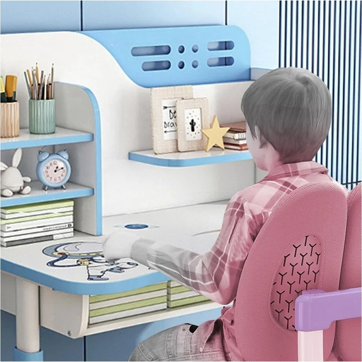 Rutaqian Kinderschreibtisch Kinderschreibtischstuhl Set für Kinder,Höheverstellbar 105 und 111 cm (Kinder-Schreibtisch- und Stuhl-Set, 1-St, 1 x Kinderschreibtisch, 1 x Kinderstuhl), Schreibtisch mit Stuhl, Bücherständer und Schublade für Jungs Mädchen – Bild 2