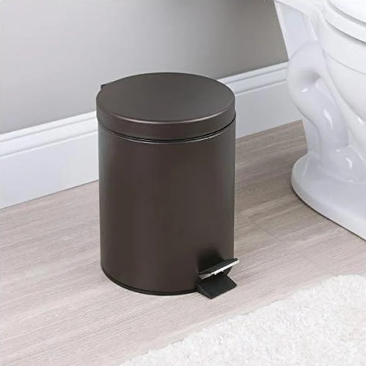 mDesign Tretmülleimer Abfalleimer Mülleimer Deckel Inneneimer 5L Metall Bronze – Bild 3