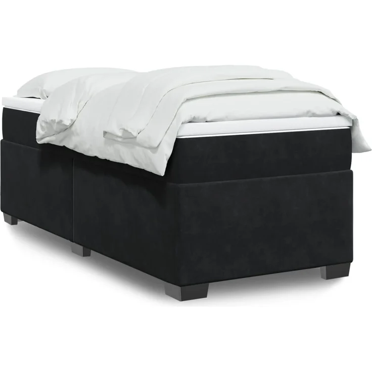 vidaXL Boxspringbett mit Matratze Schwarz 100x200 cm Samt 3285265 – Bild 1