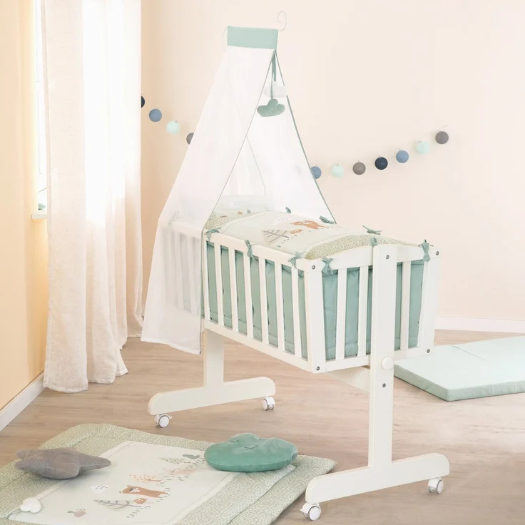 roba Wiegenbettwäsche 'Woodland Buddies' 80 x 80 cm - Bezüge aus Baumwolle - Pastellgrün – Bild 4