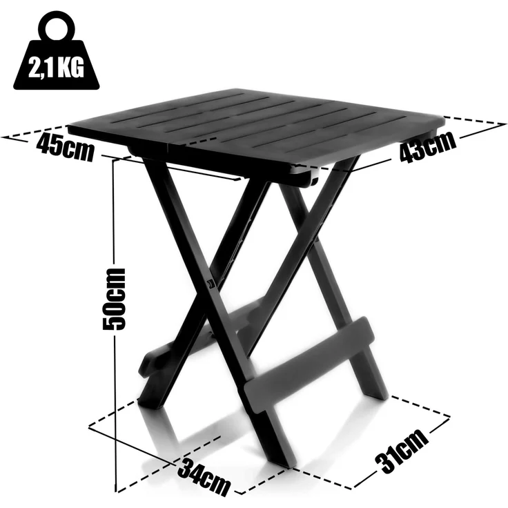 BigDean Klapptisch klein in Anthrazit aus Kunststoff LxBxH 45x43x50cm – wetterfester Campingtisch – Beistelltisch – Kleiner & Leichter Esstisch, Gartentisch und Balkontisch – Bild 3