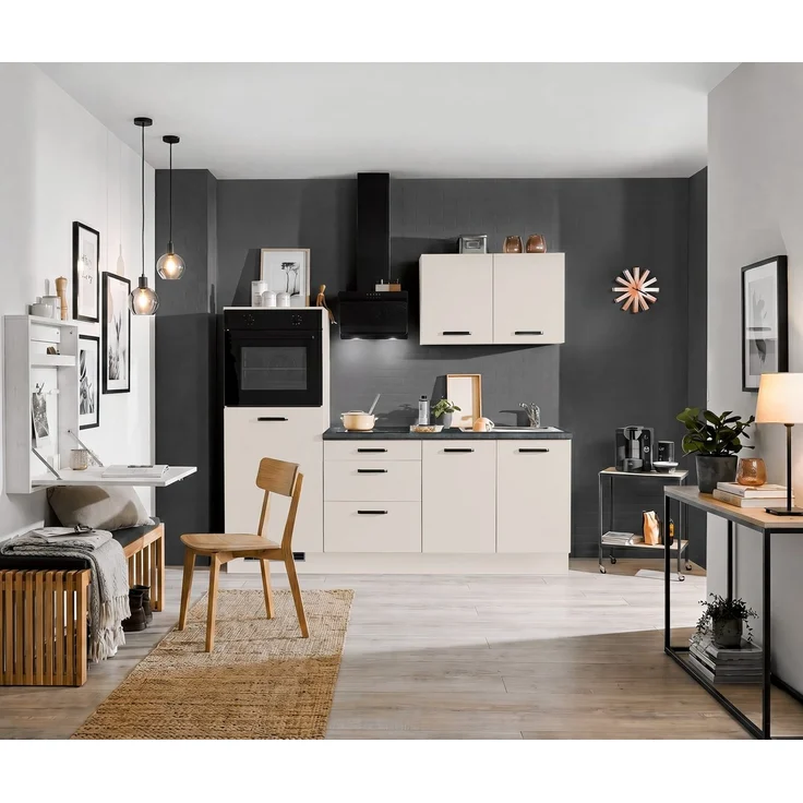 wiho Küchen Küchenzeile Compact: Kleines Format, große Ausstattung, optional mit E-Geräten, Variante mit Kühlschrank, Breite 210 cm – Bild 2