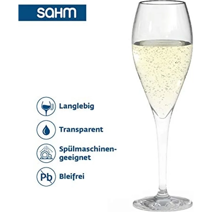 SAHM Champagnerglas Champagner Gläser 6 STK - Champagnerflöten a 220 ml, Edles Glas, 100% recycelbar – Bild 3