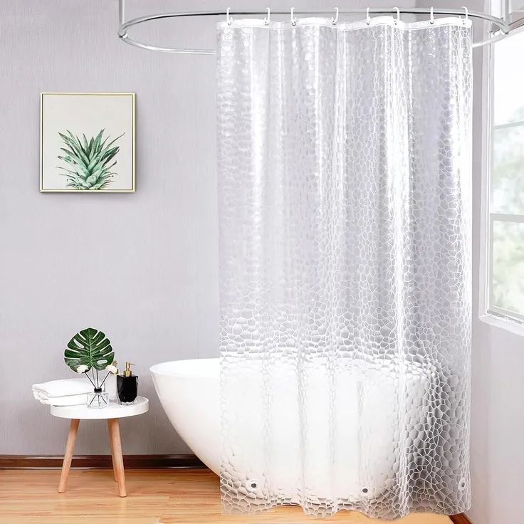 Duschvorhang Wasserdicht 120x180cm Halbtransparent 3D Muster Magnete Ringe