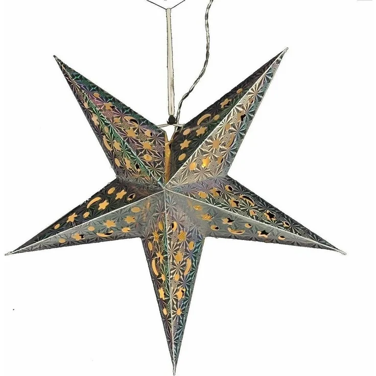 Meinposten LED-Lichterkette Weihnachtsstern Ø 43 cm Papier-Stern LED Weihnachtsdeko – Bild 2