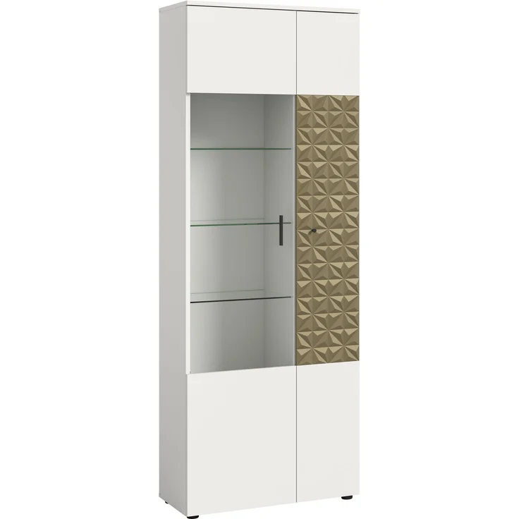 Vitrine Prisma - Weiß / Gold