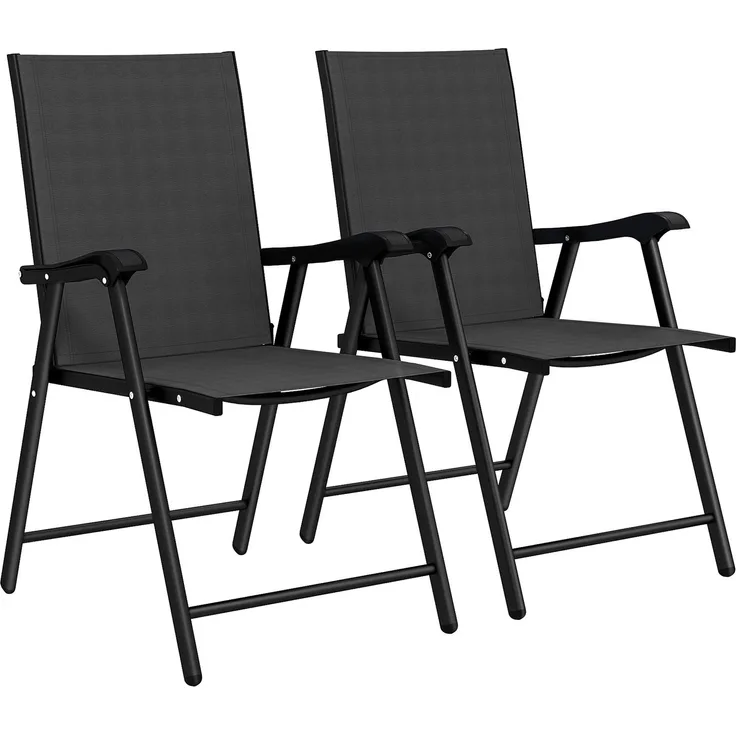 Outsunny Klappstühle, Stahl, Texteline, Schwarz, 62L x 58B x 97H cm