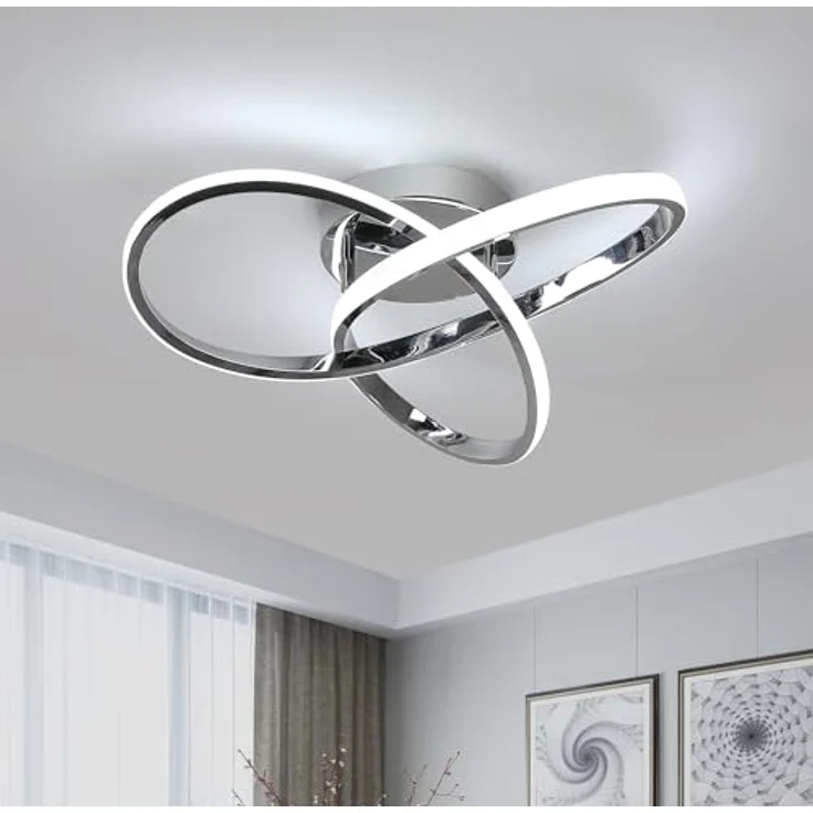 Comely LED Deckenleuchte, 38W Elegant Silber LED Deckenlampe, Moderne Blume Design Acryl Deckenleuchten für Schlafzimmer, Wohnzimmer, Küche, Eingang, Flur – Bild 9