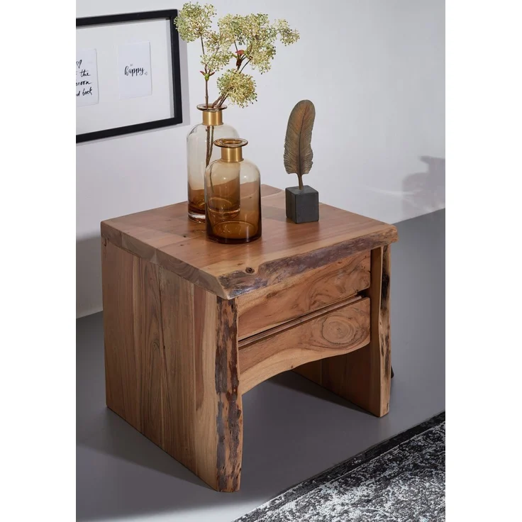 Nachttisch Akazie 45x40x45 natur lackiert PURE ACACIA #311 – Bild 2