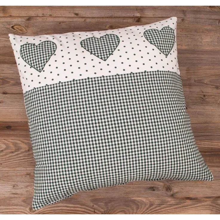 matches21 HOME & HOBBY Kissenbezüge Kissen-Bezug 50x50 cm Landhaus-Stil grün weiß Baumwolle, (1 Stück), Wohnzimmer Kissen-Hülle als Deko-Kissen Zier-Kissen Sofa-Kissen