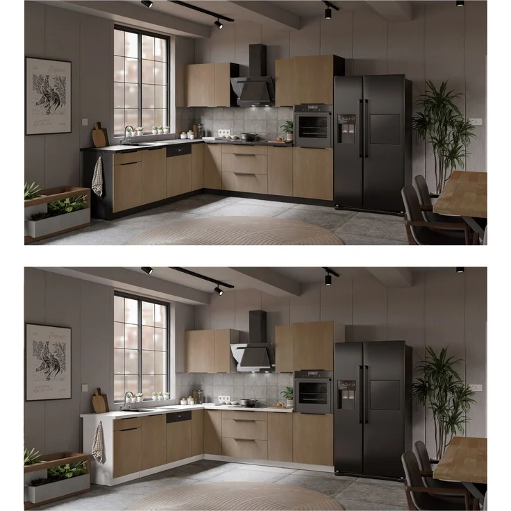 Winkelküche CREMONA ECKE 2 - 250 x 270 cm Eiche hell Küchenzeile Küchenblock Singleküche Einbauküche Küche Eckküche – Bild 14