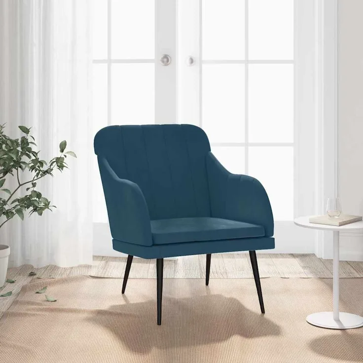 vidaXL Sessel Blau 63x76x80 cm Samt 351463