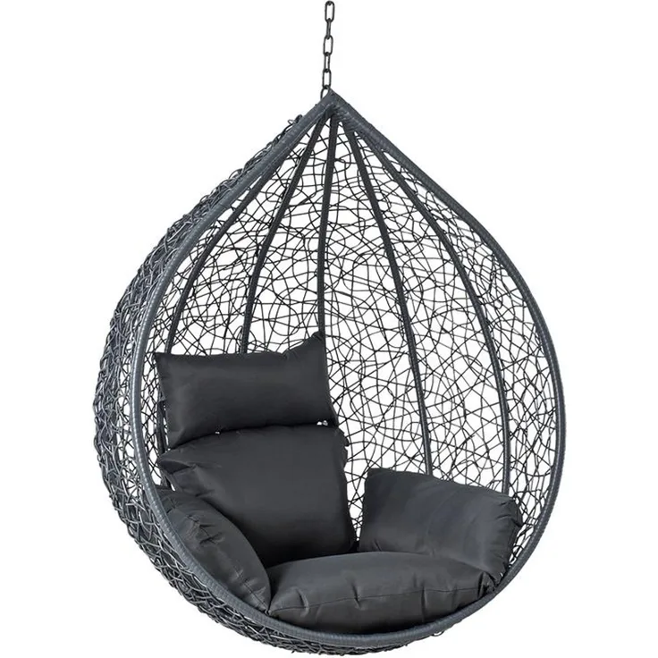 Hängesessel Polyrattan Hängekorb Rattan Hängestuhl Hängesitz Sessel Anthrazit