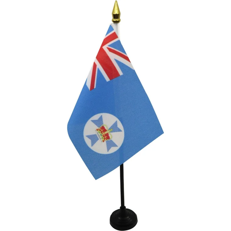 AZ FLAG - Tischflagge Queensland - 15x10 cm Goldene Splitze - Queensland Tischfahne 10x15 Cm - Flaggen